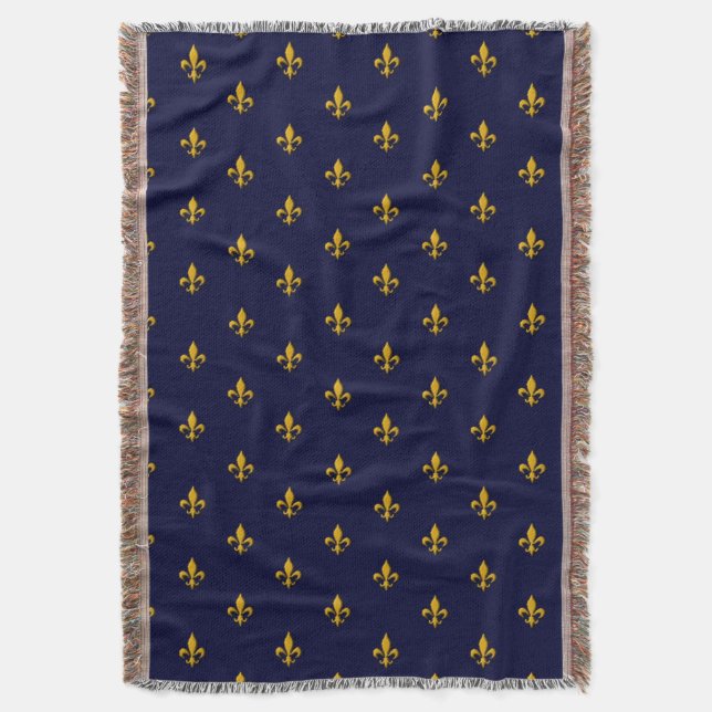 Couverture Golden Fleur de Lis sur Navy Blue (devant Vertical)