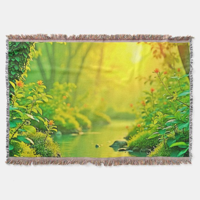Couverture Golden Forest Stream Peaceful Art (Devant)