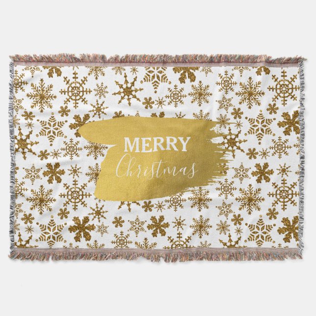 Couverture Golden Sparkling Snowflakes Joyeux Noël (Devant)