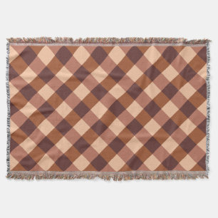 Couverture Grand Buffalo Check, cacao brun et rose boule