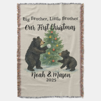 Couverture Grand Frère Petit Frère Ours Noël Personnalisé