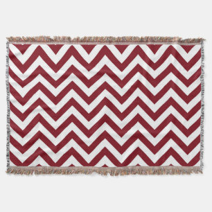 Couverture Grand Motif Chevron ZigZag de Bourgogne et blanc