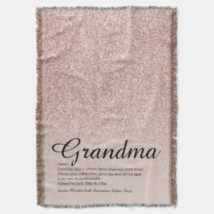 Couverture Grandma Définition Script Rose Parties scintillant