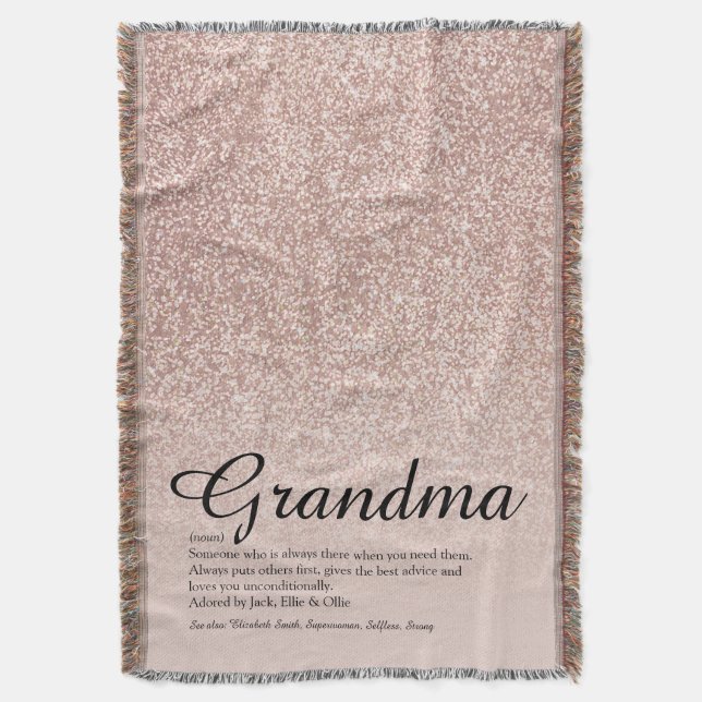 Couverture Grandma Définition Script Rose Parties scintillant (devant Vertical)