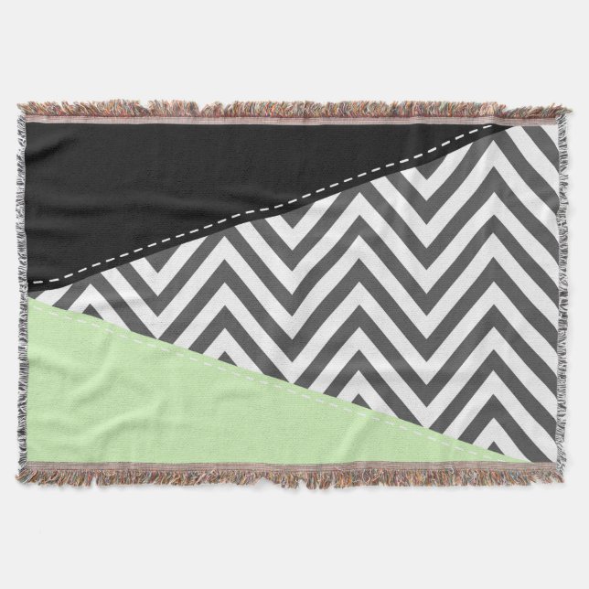 Couverture Gray Zigzag, Gray Chevron, Zigzag Pattern, Mint (Devant)