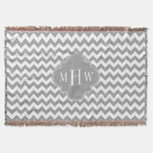Couverture Grey What Chevron Dk Gris Quatrefoil 3 Monogramme