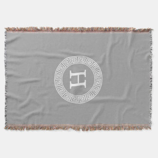 Couverture Gris foncé blanc clé grecque cadre Rnd initial Mon