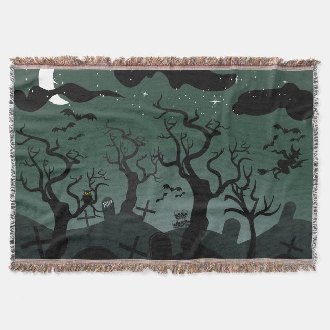 Couverture Gris noir et gris, arbres éffrayants Halloween (Devant)