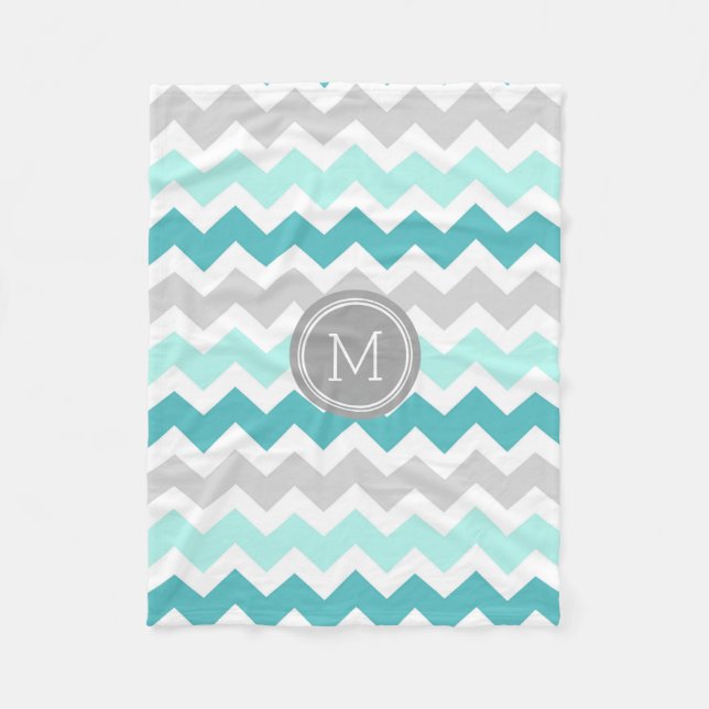 Couverture grise de monogramme de motif de Chevron (Devant)