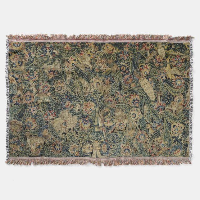 Couverture Grosse Feuille Verdure & Animaux Tapisserie Renais (Devant)