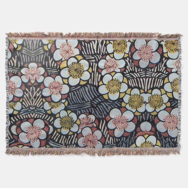 COUVERTURE HAIKU/ FLEURS DE PRINTEMPS JAUNE ROSE BLANC NOIR (Devant)