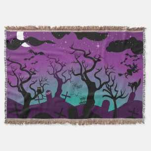 Couverture Halloween noir, violet, turquoise
