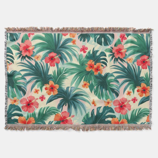 Couverture Hibiscus et Palm Feuille Motif (Devant)