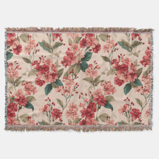 Couverture Hibiscus Floral Rose sur Rouge