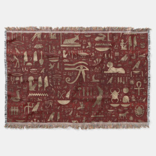 Couverture Hiéroglyphes égyptiens anciens Cuir rouge et or
