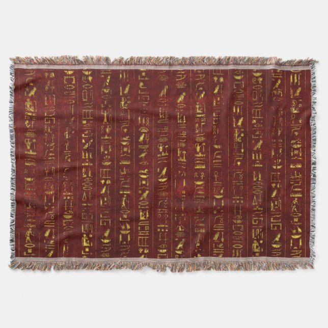 Couverture Hiéroglyphes égyptiens d'or sur le cuir rouge (Devant)