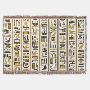 Couverture Hiéroglyphes égyptiens : Jaune-Noir Sans Seamless.