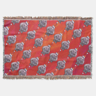 Couverture Hippo mignon à Santa Hat Motif en rouge
