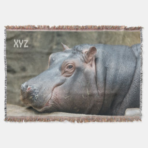Couverture Hippopotamus personnalisé monogramme jeter couvert