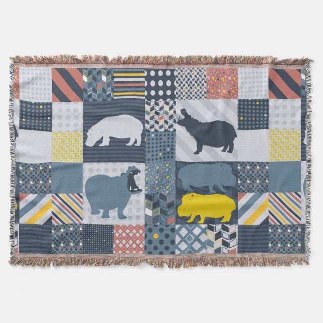 Couverture Hippos Faux Quilt (Devant)