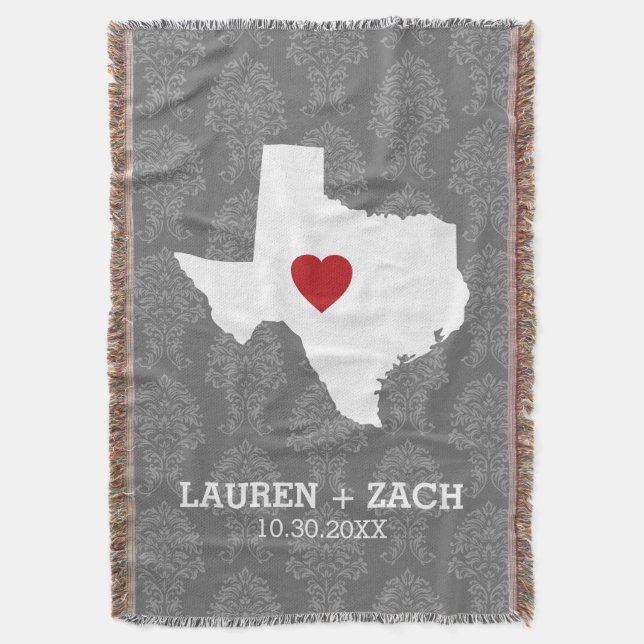 Couverture Home State Map Art - Mariage personnalisé Texas (devant Vertical)