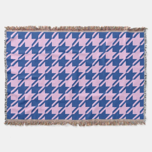 Couverture Houndstooth rose+Blue Big Motif (Devant)