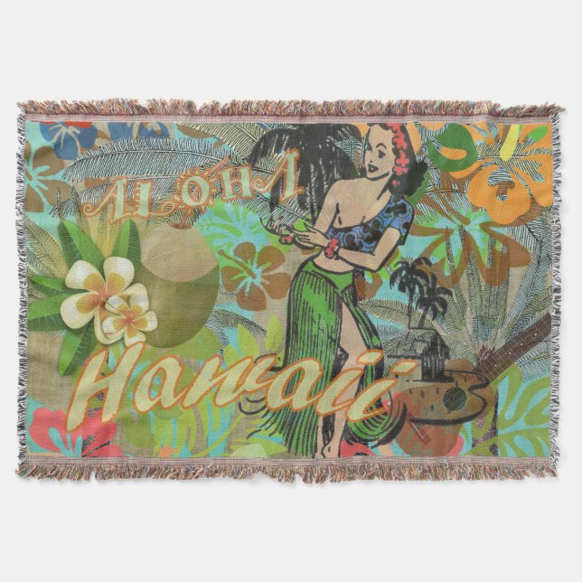 Couverture Hula Vintage Floral Graphisme Floral Hawaii (Devant)