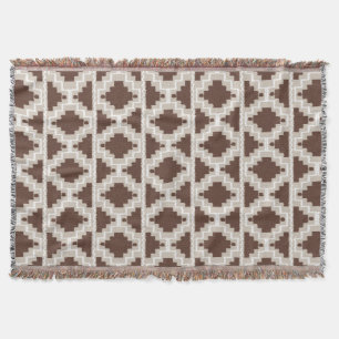 Couverture Ikat Aztec Motif - Brown au chocolat et Taupe