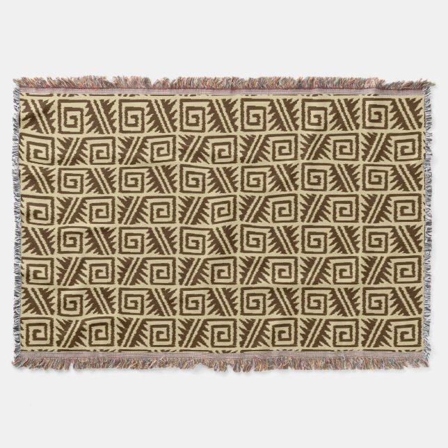 Couverture Ikat Aztec Tribal - Brown foncé et Tan (Devant)