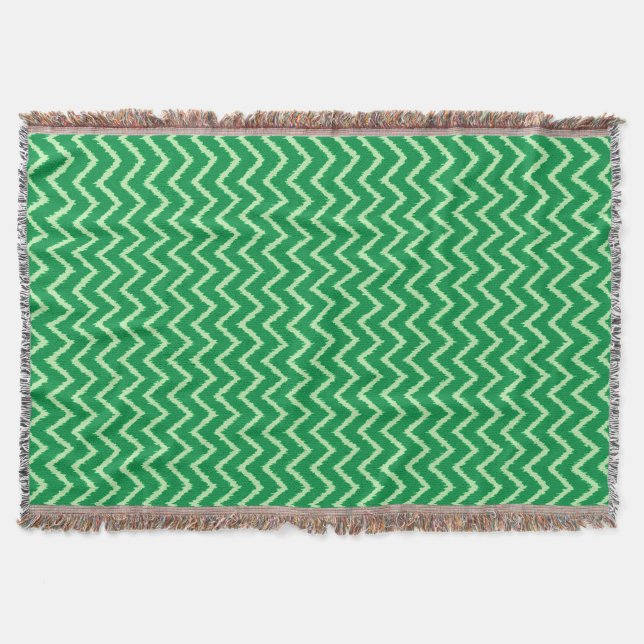 Couverture Ikat Chevrons - Pin et vert clair (Devant)