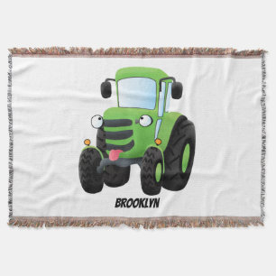 Couverture Illustration du joli joyeux tracteur agricole vert