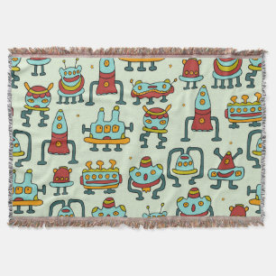 Couverture Illustration du Motif Vintage des Aliens robots