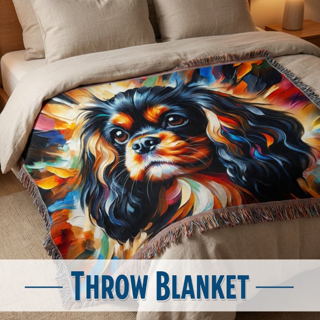 Couverture Impression acrylique de chien Cavalier King Charle (The perfect soft and warm gift for the ultimate Cavalier King Charles Spaniel Mom.)