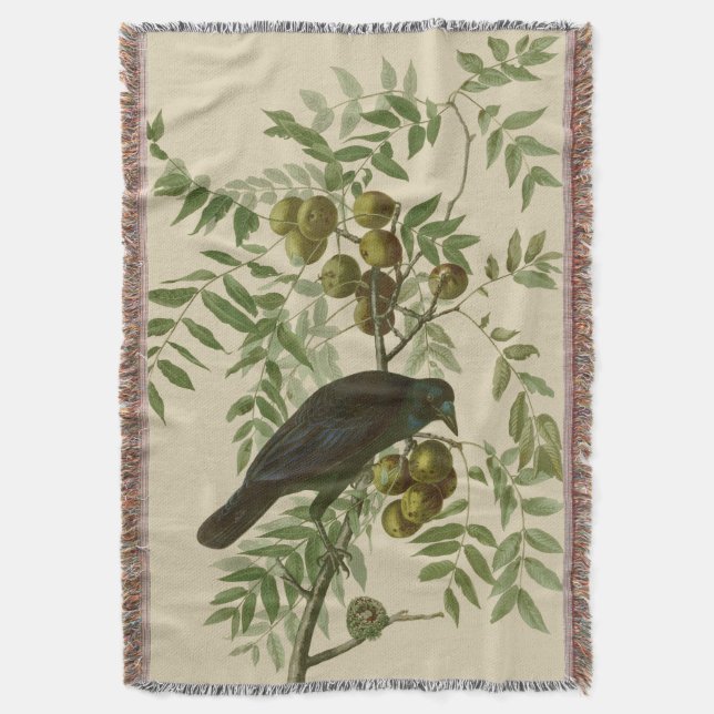 Couverture Impression d'oiseau Grackle Violet d'Audubon Botan (devant Vertical)
