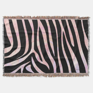 Couverture Impression noire et rose Zebra