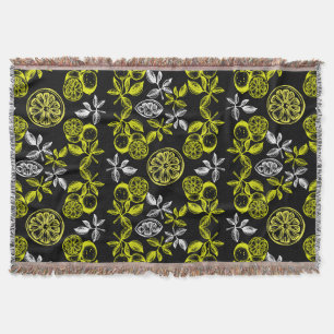 Couverture Impression vintage Citrus Citron Botanique