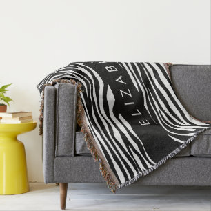 Couverture Impression Zèbre, Grilles, Noir Et Blanc, Votre No