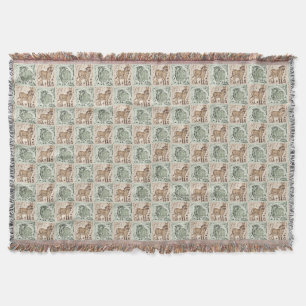 Couverture imprimée en bloc Mouton Âne - Vert Marr