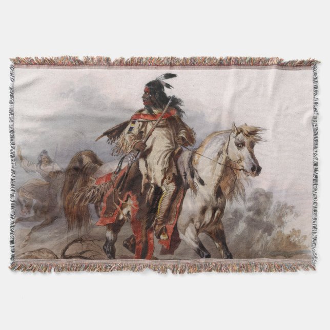 Couverture Indien Blackfoot sur le cheval Arabe étant chassé (Devant)