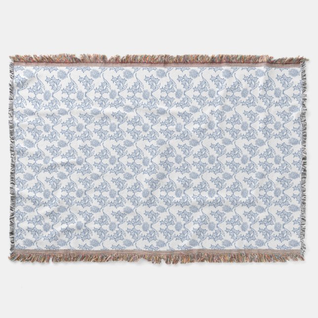 Couverture Indigo Blue Ethnic Floral Print Jeter Blanket (Devant)