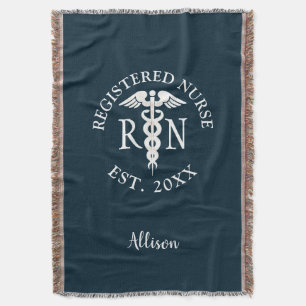 Couverture Infirmière inscrite RN Diplômé bleu Personnalisé