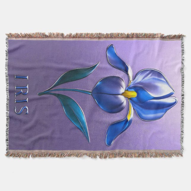 Couverture Iris bleu brillant métallique avec texte (Devant)