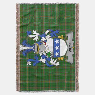 Couverture Irish Weir ou McWeir Manteau d'armoiries Family Cr