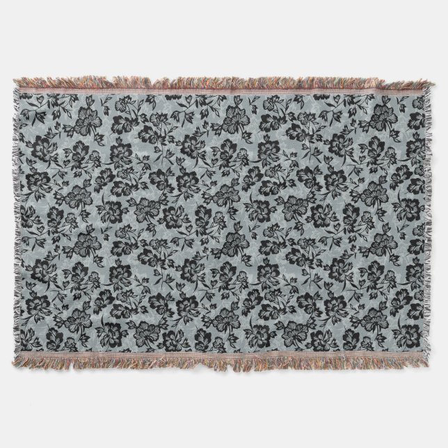 Couverture Iwalani Vintage Hawaiian Charcoal Grey Floral (Devant)