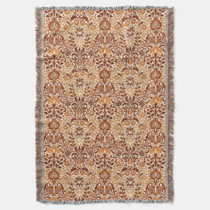 Couverture Jacobean Floral Damask, Beige et Chocolat Brown
