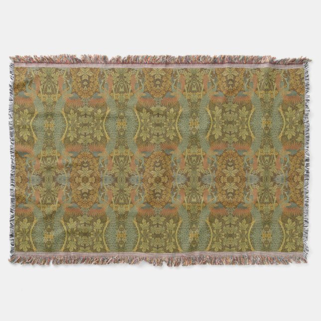 Couverture Jacquard victorien à feuilles de paon et d'avoine  (Devant)