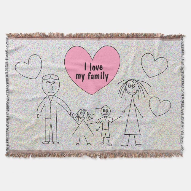 Couverture J'aime ma famille mignonne de bâton de dessin (Devant)