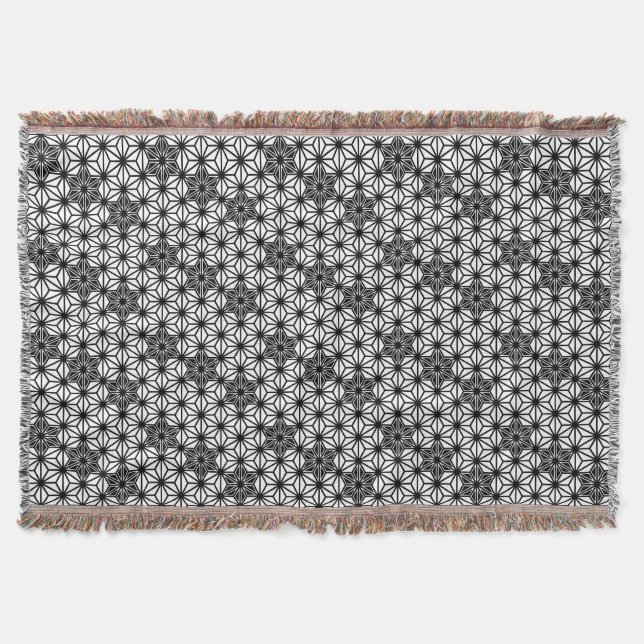 Couverture Japonais Asanoha Motif, blanc et noir (Devant)