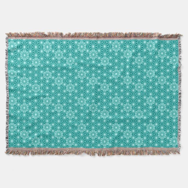 Couverture Japonais Asanoha Motif, Turquoise et Aqua (Devant)