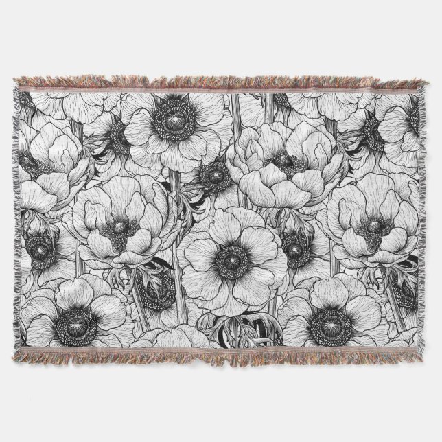 Couverture Jardin d'anémones en noir et blanc (Devant)